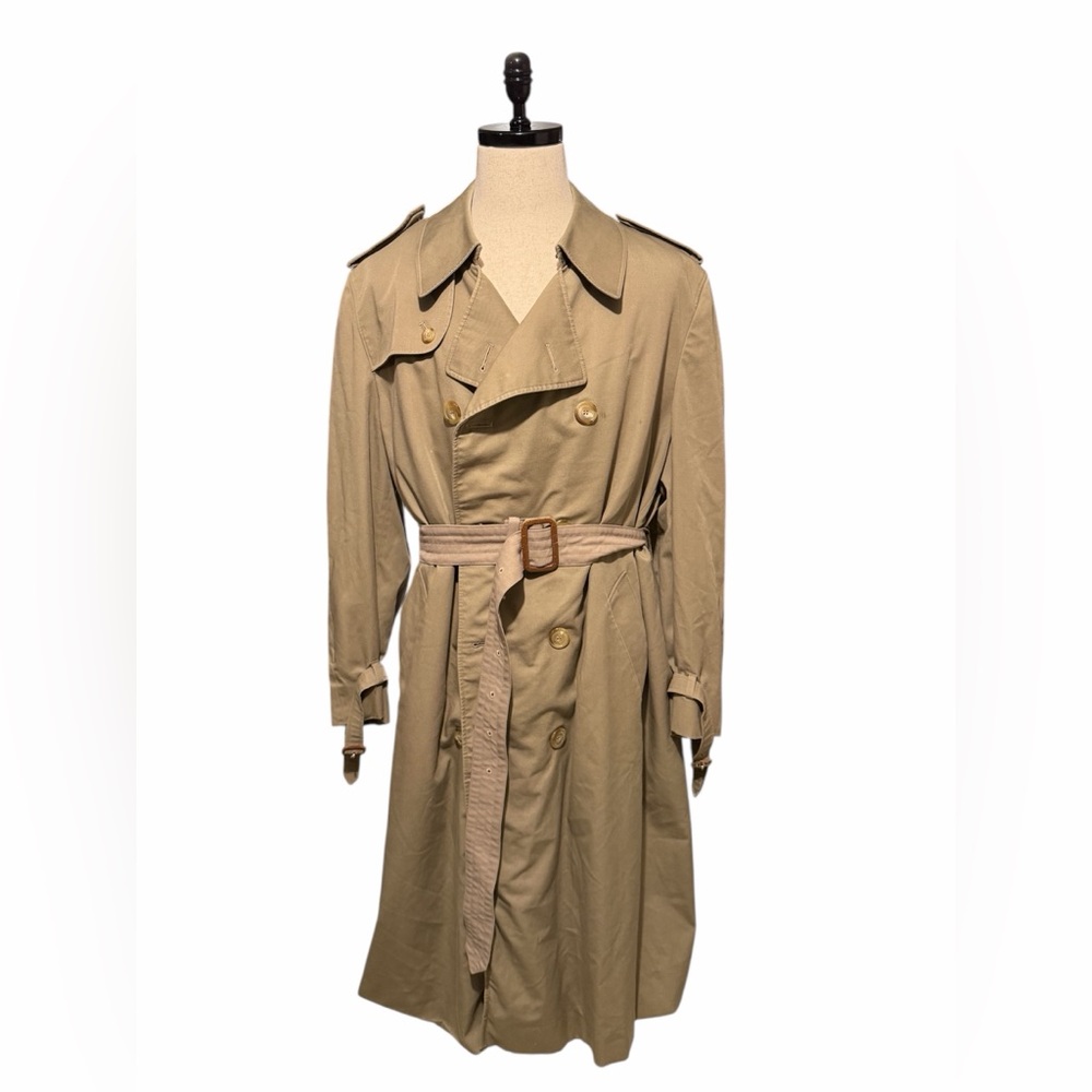 Aquascutum Tan Trench Coat Wool Lined Made in England size 42R